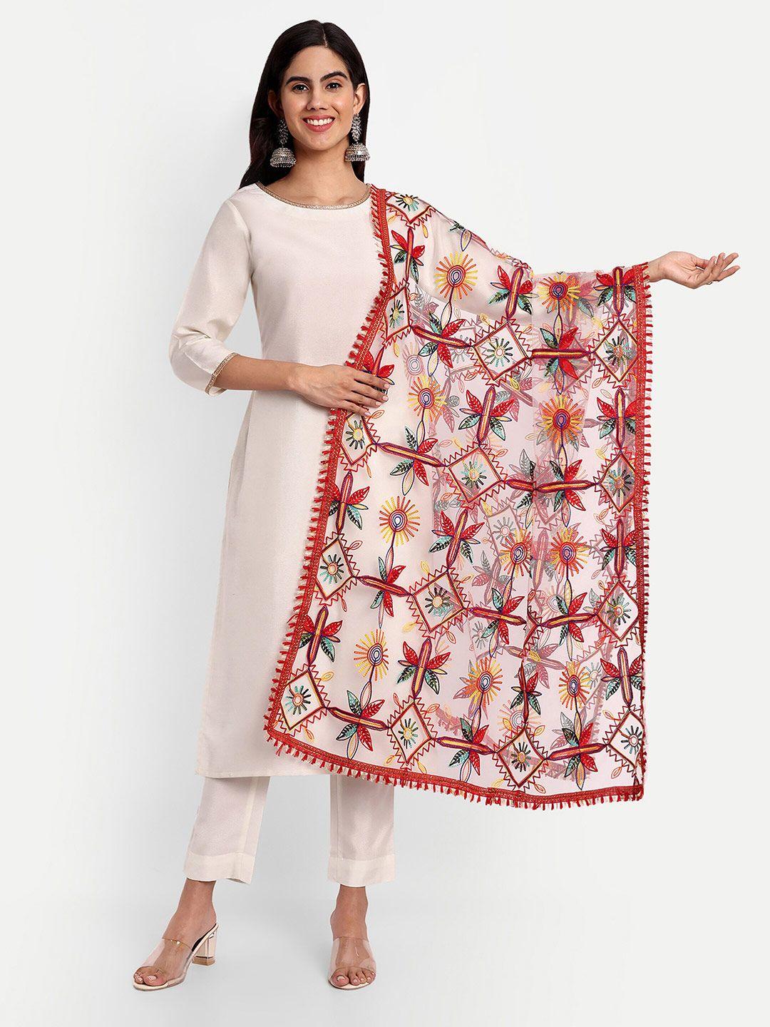 canizzaro ethnic motifs phulkari embroidered net dupatta