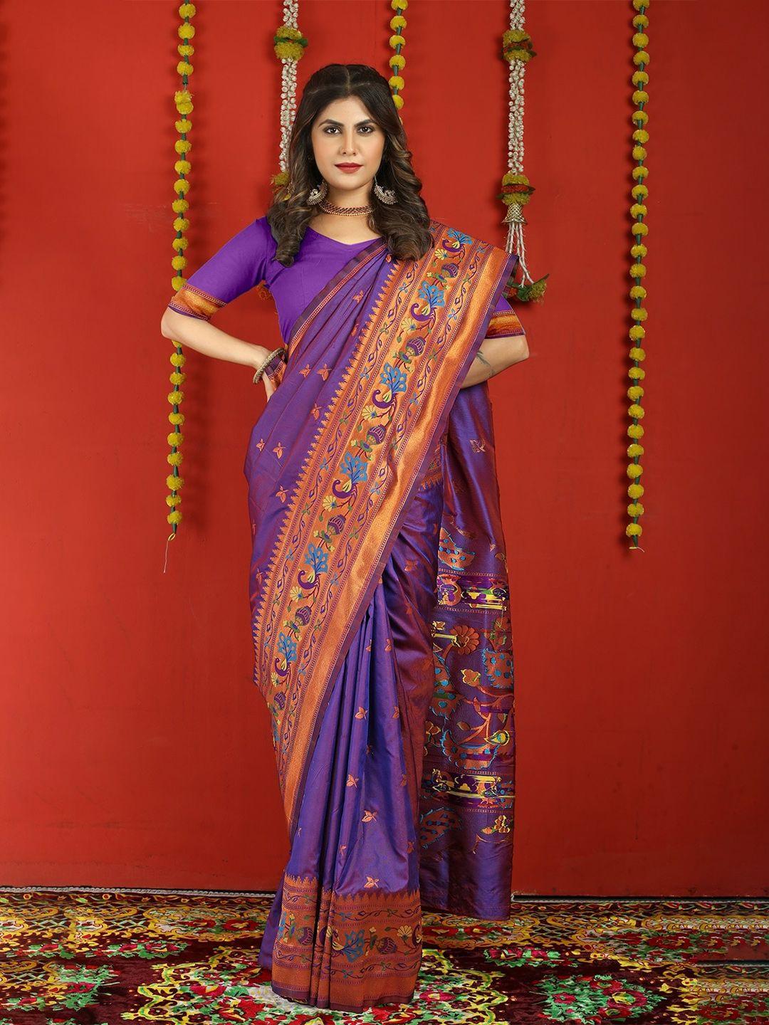 canizzaro ethnic motifs zari pure silk paithani saree