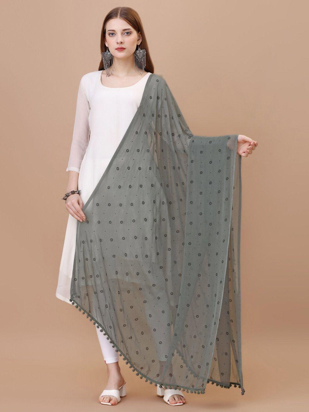 canizzaro grey printed block print dupatta