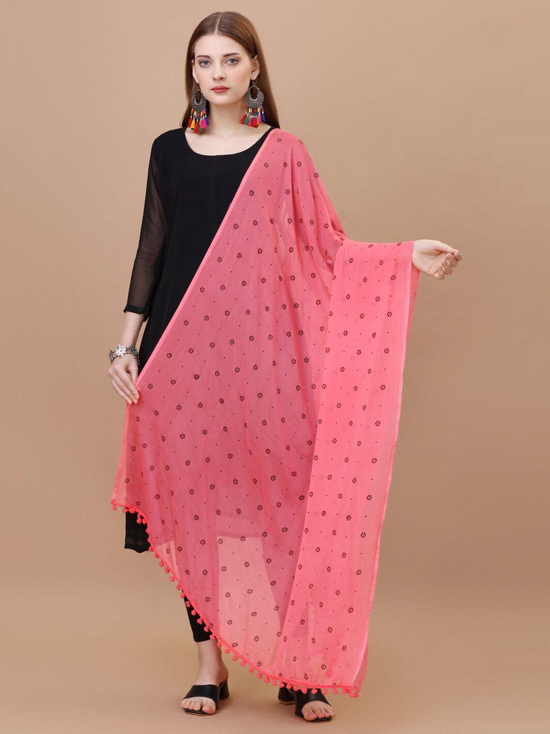 canizzaro peach-coloured printed block print dupatta