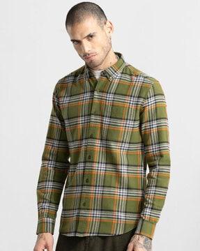 cannon checked slim fit shirt with patch pocket