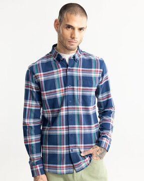 cannon checked slim fit shirt with patch pocket