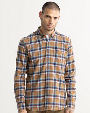 cannon checked slim fit shirt with patch pocket