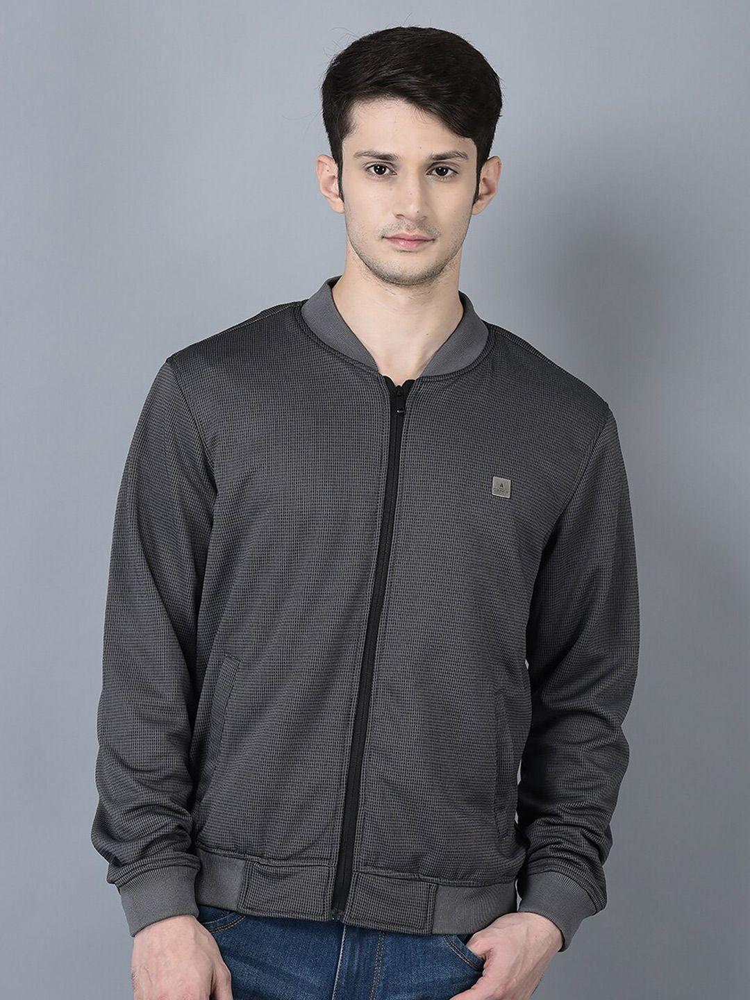 canoe men grey striped sporty jacket with embroidered