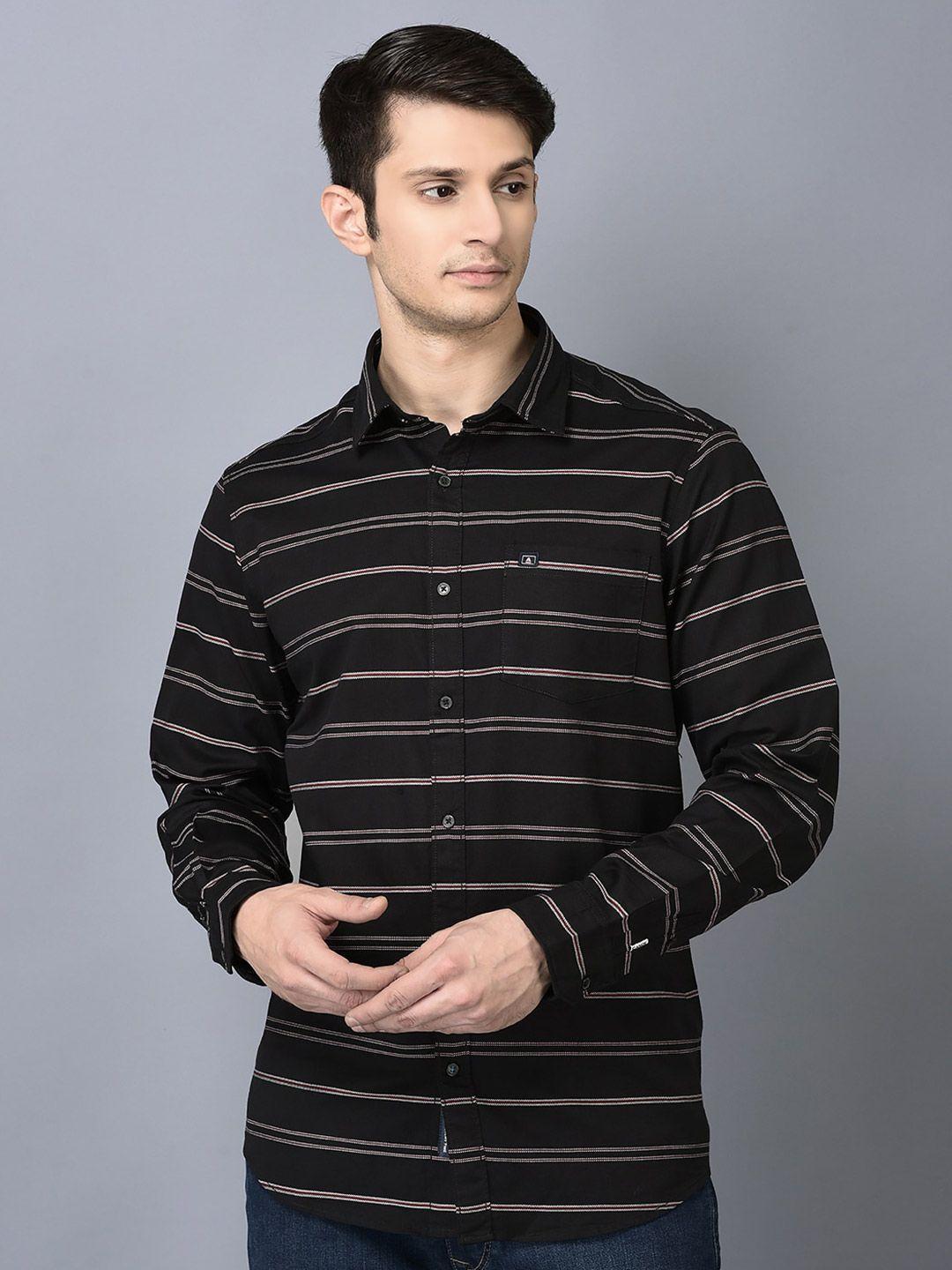 canoe smart horizontal striped pure cotton casual shirt