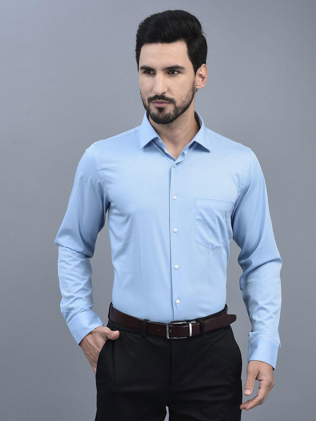 canoe men blue relaxed tailored fit opaque formal shirt