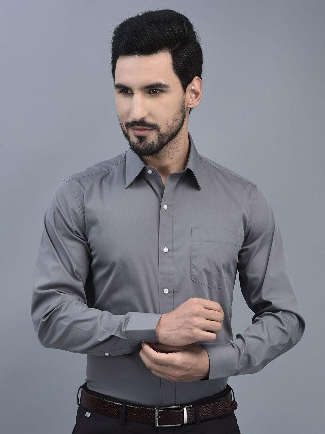 canoe men grey relaxed tailored fit opaque formal shirt