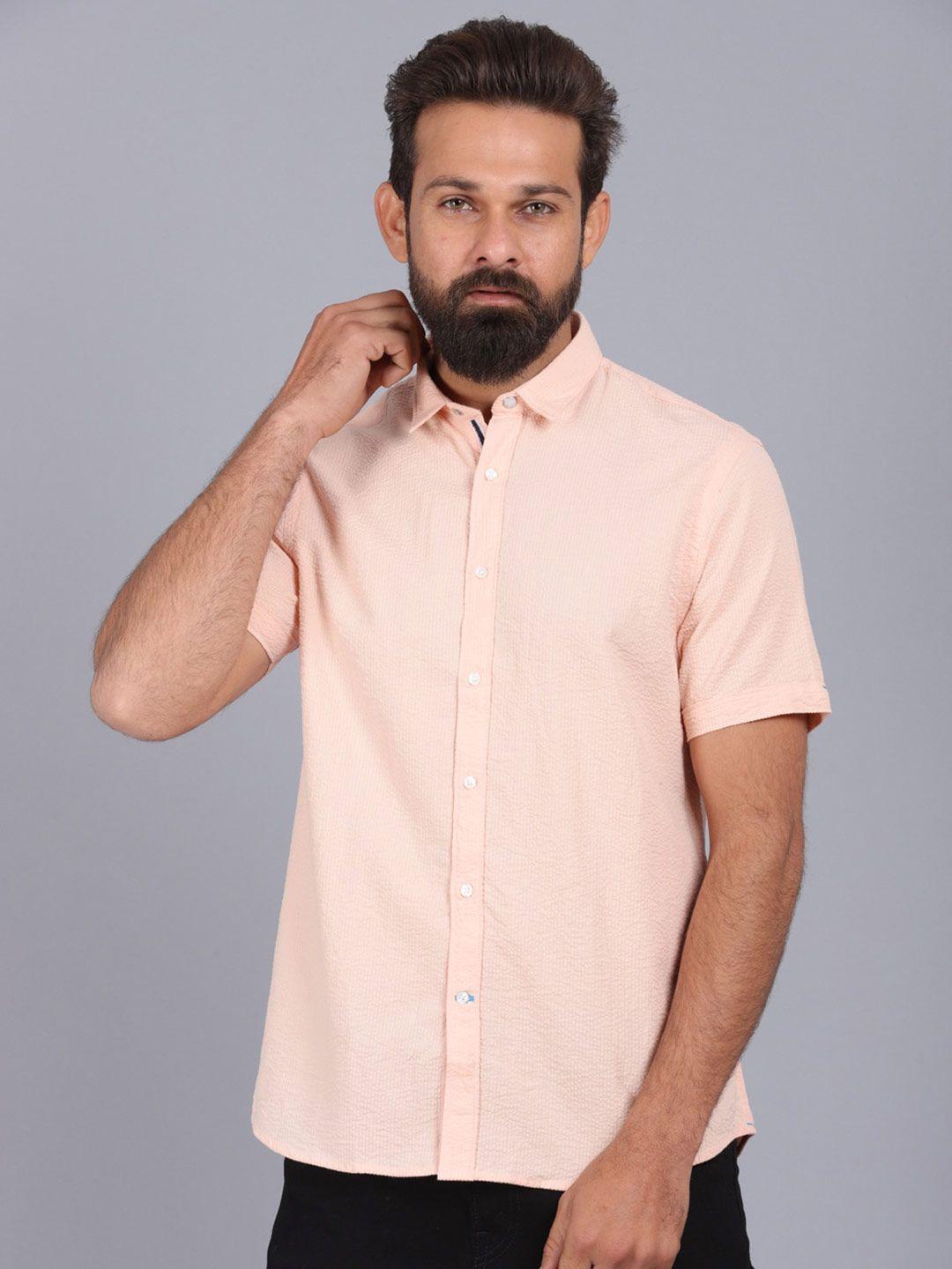 canoe men peach-coloured original slim fit casual shirt