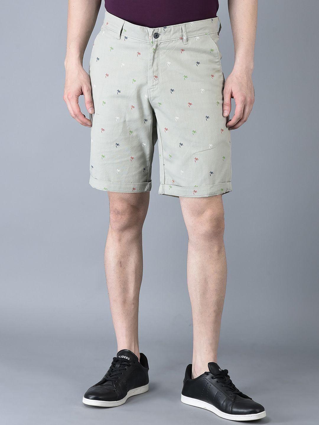 canoe men printed regular fit pure cotton chino shorts