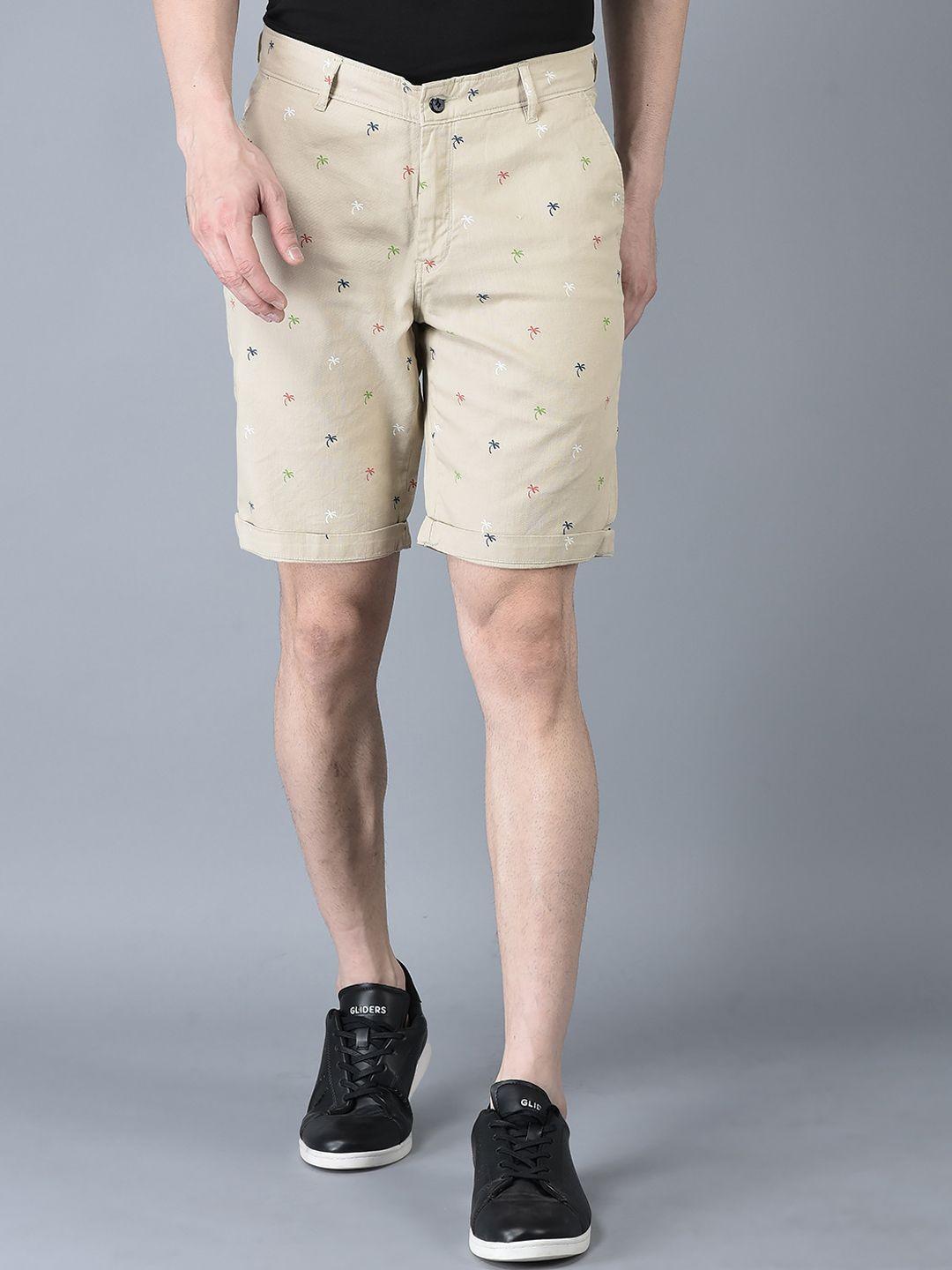 canoe men printed regular fit pure cotton chino shorts