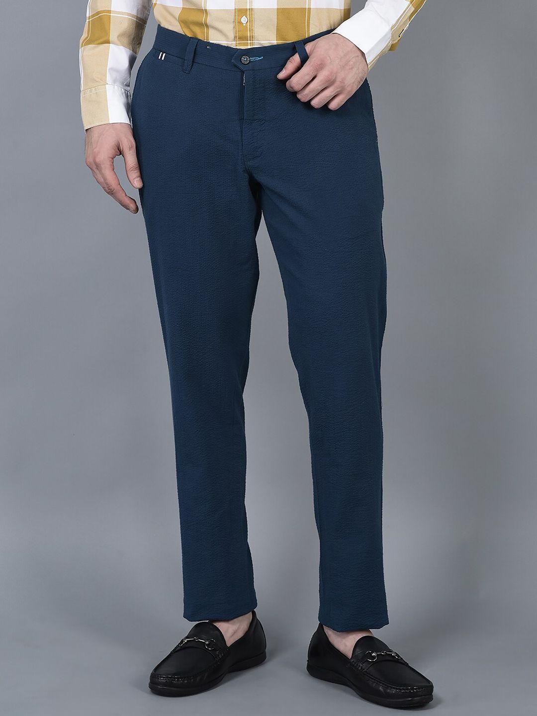 canoe men smart mid-rise pure cotton trousers