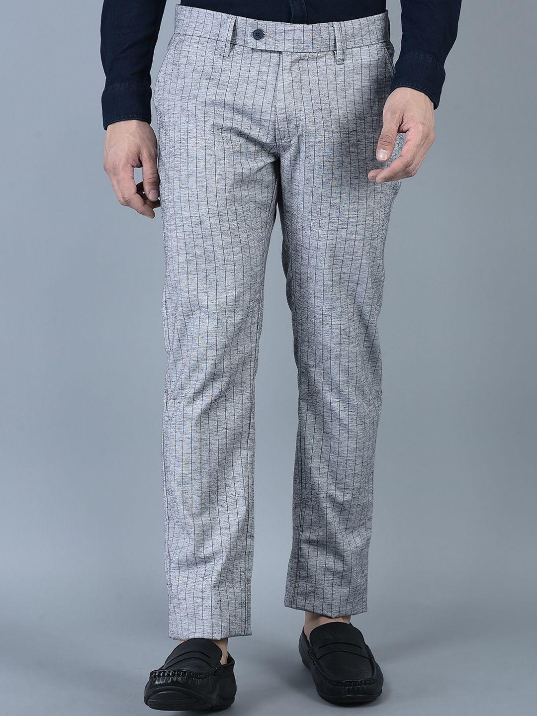 canoe men striped smart cotton trousers