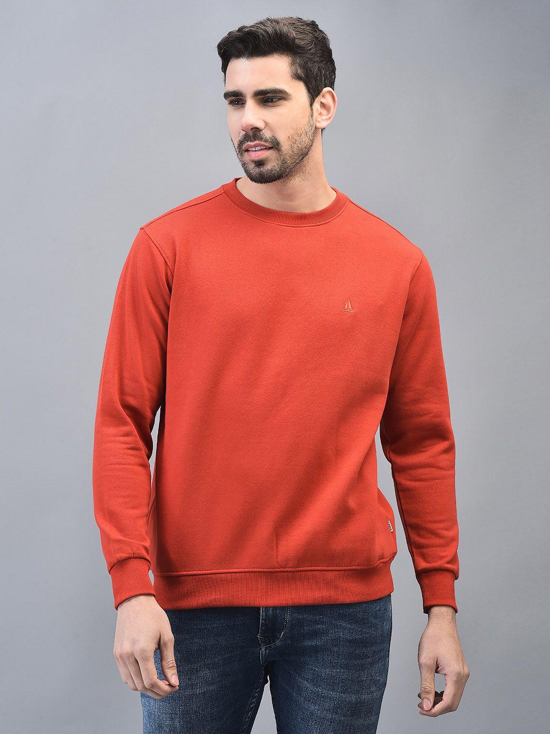 canoe pullover round neck long sleeves ribbed cotton sweatshirt
