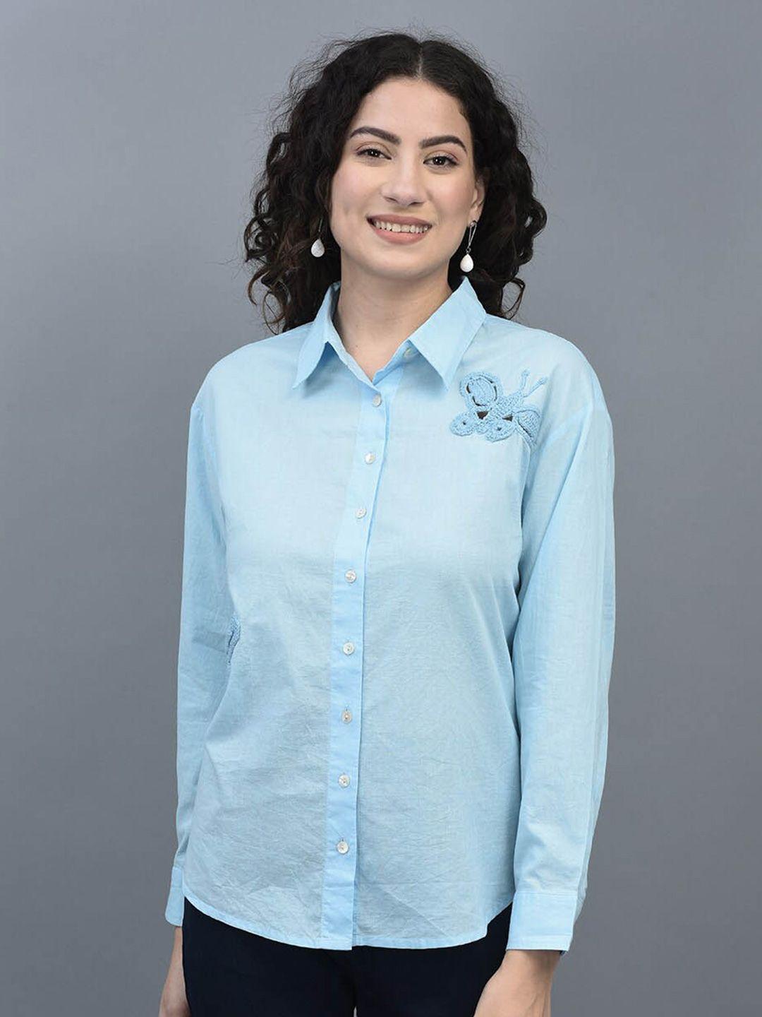 canoe relaxed fit embroidered pure cotton casual shirt