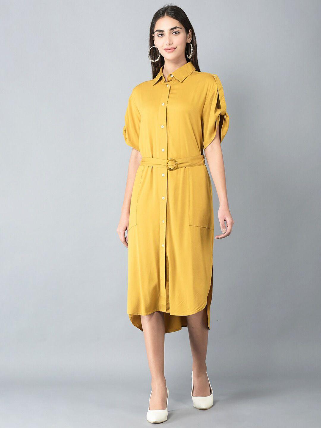 canoe roll up sleeves satin shirt style midi dress