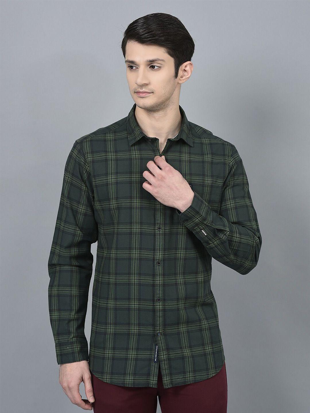 canoe smart opaque checked cotton casual shirt