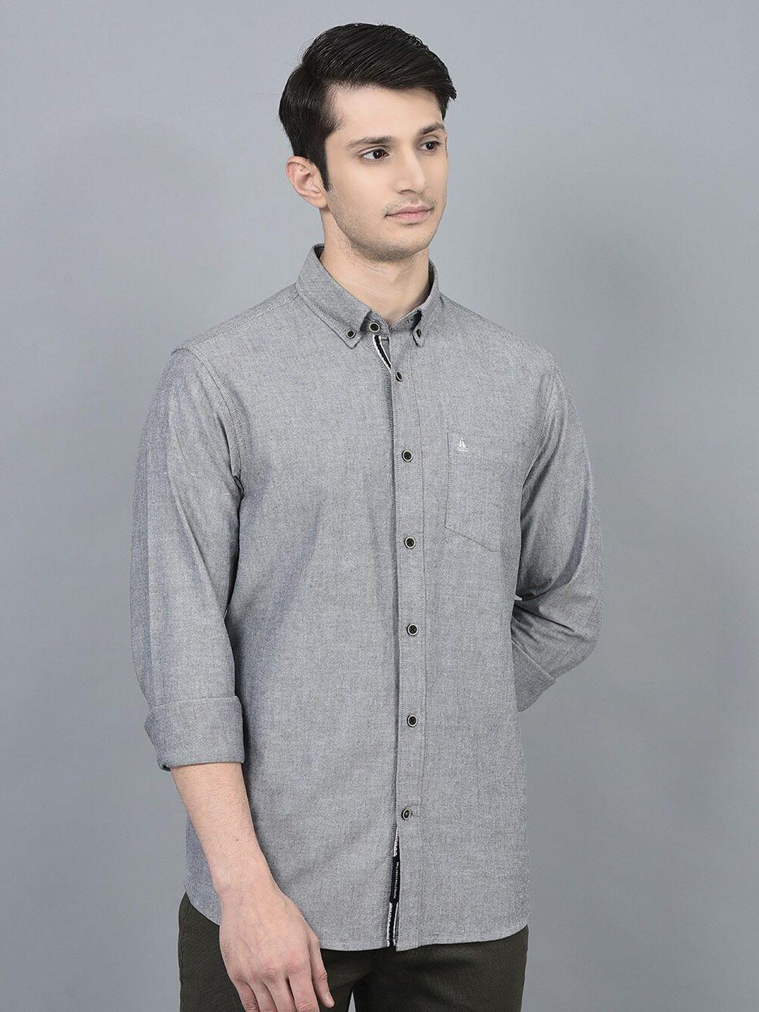 canoe spread collar smart opaque cotton casual shirt