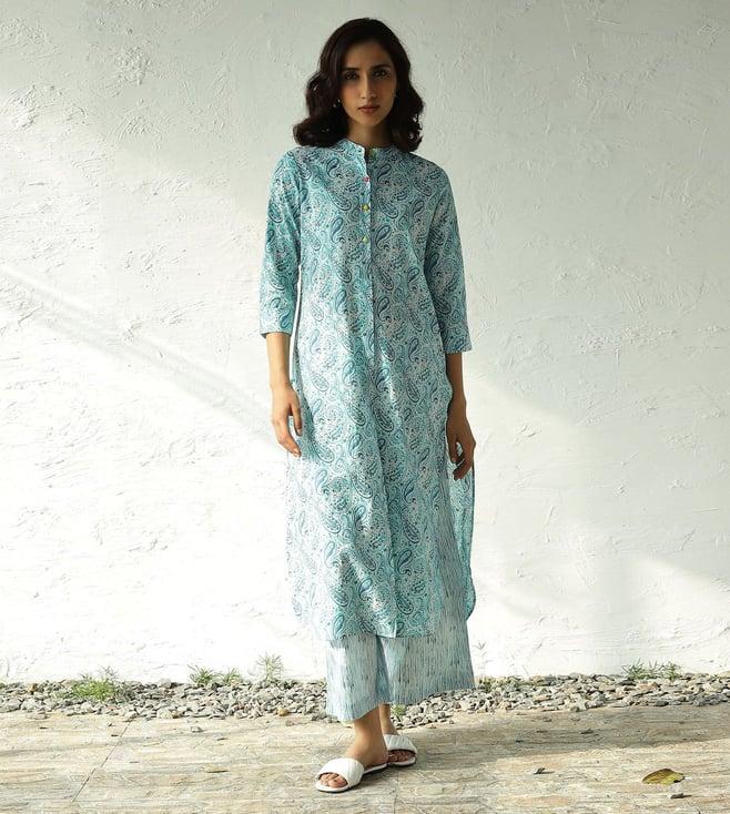 canoopi blue morning sky long kurta set