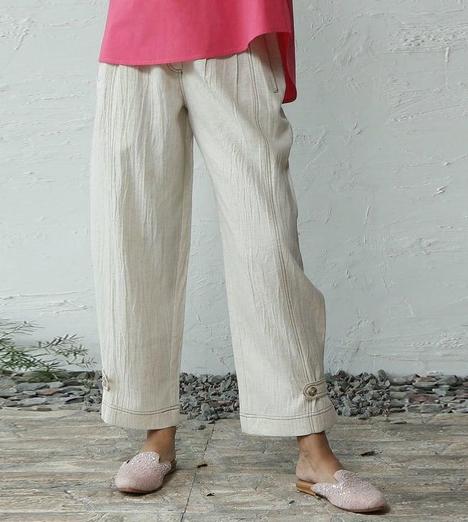 canoopi off white flex rayon breathable loop pants