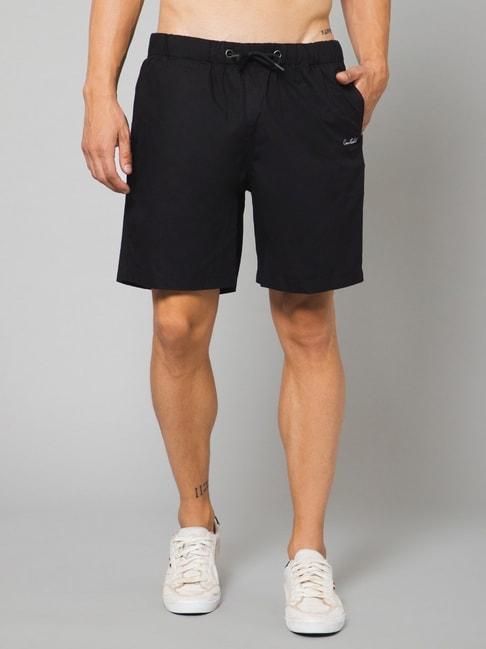 cantabil black cotton regular fit bermuda shorts