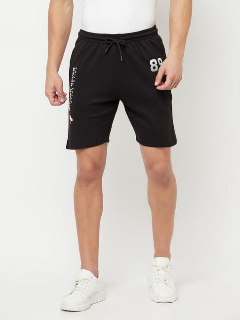 cantabil black cotton regular fit shorts