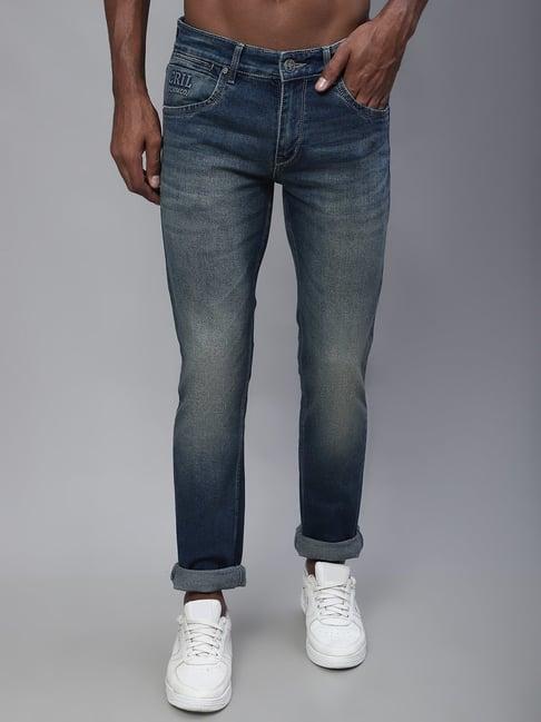 cantabil blue cotton regular fit jeans