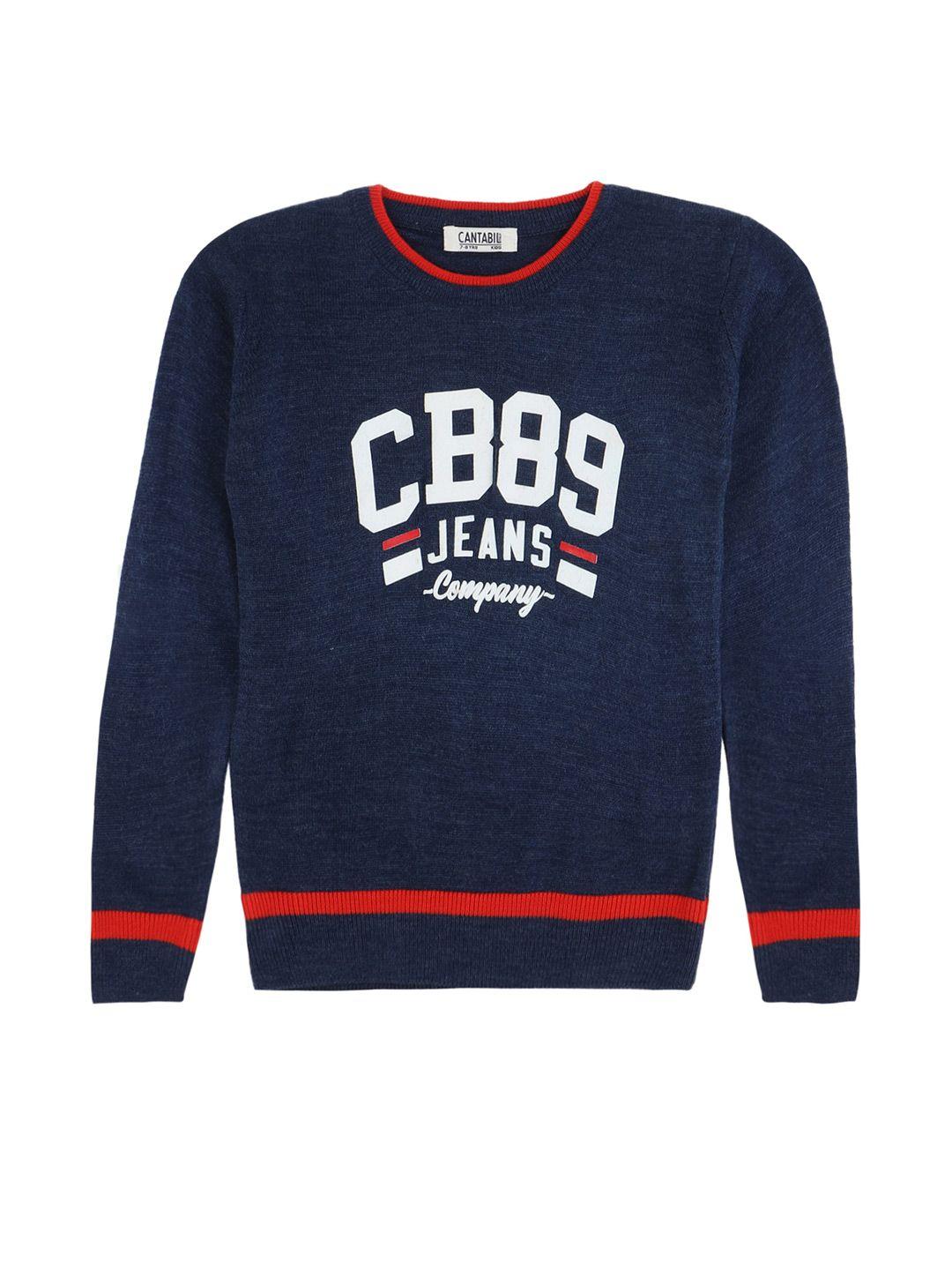 cantabil boys printed typography wool pullover