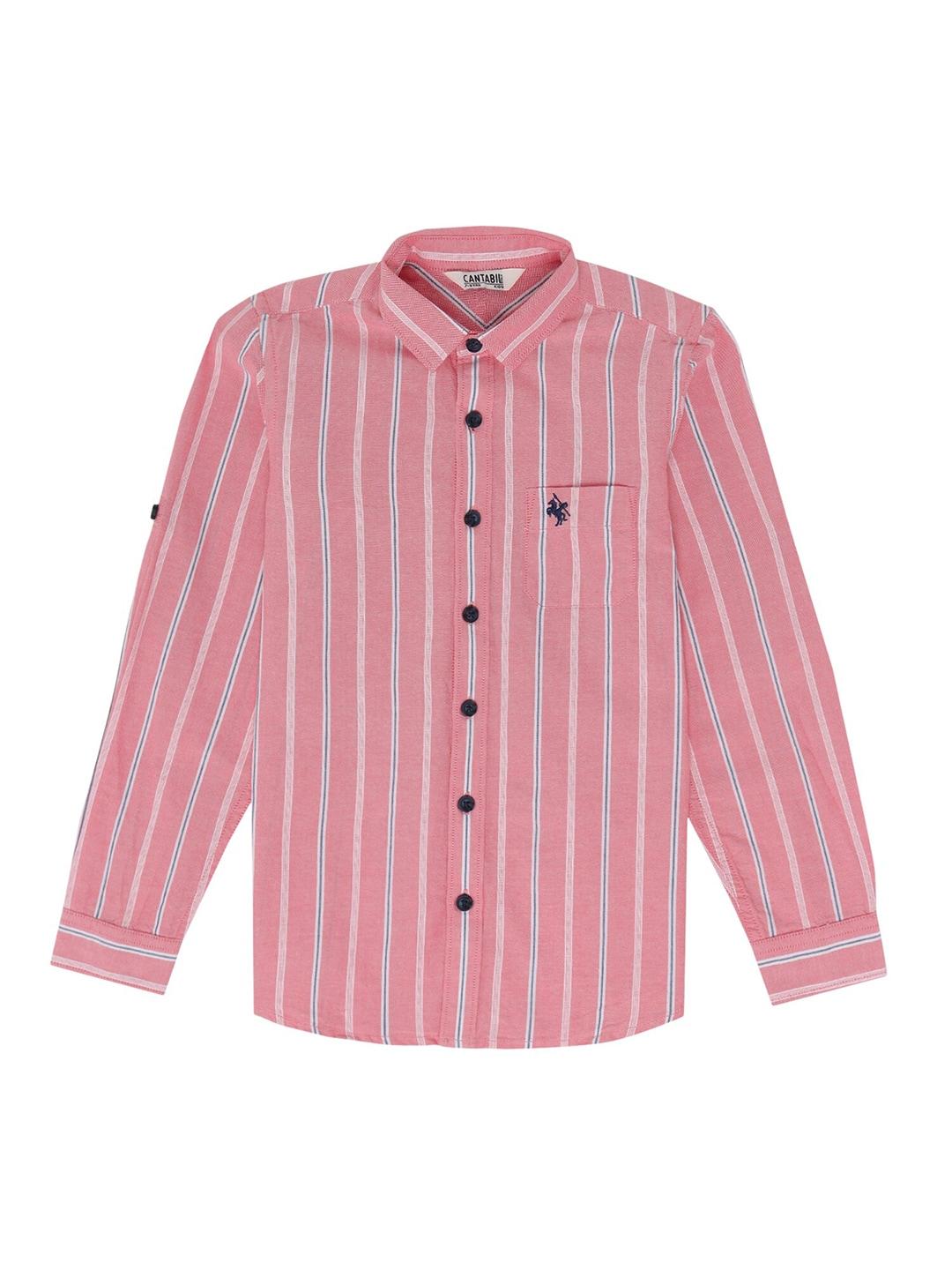 cantabil boys striped cotton casual shirt