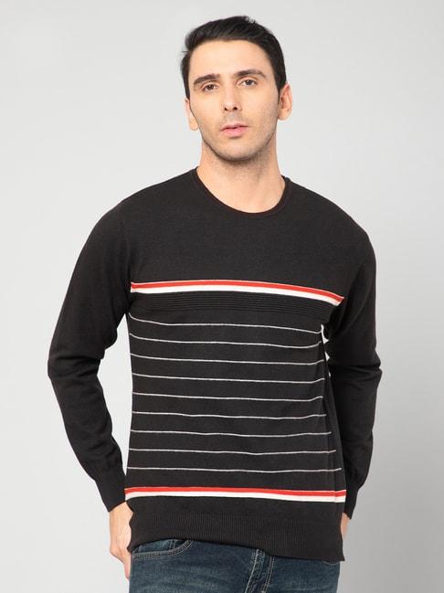 cantabil charcoal regular fit striped sweater