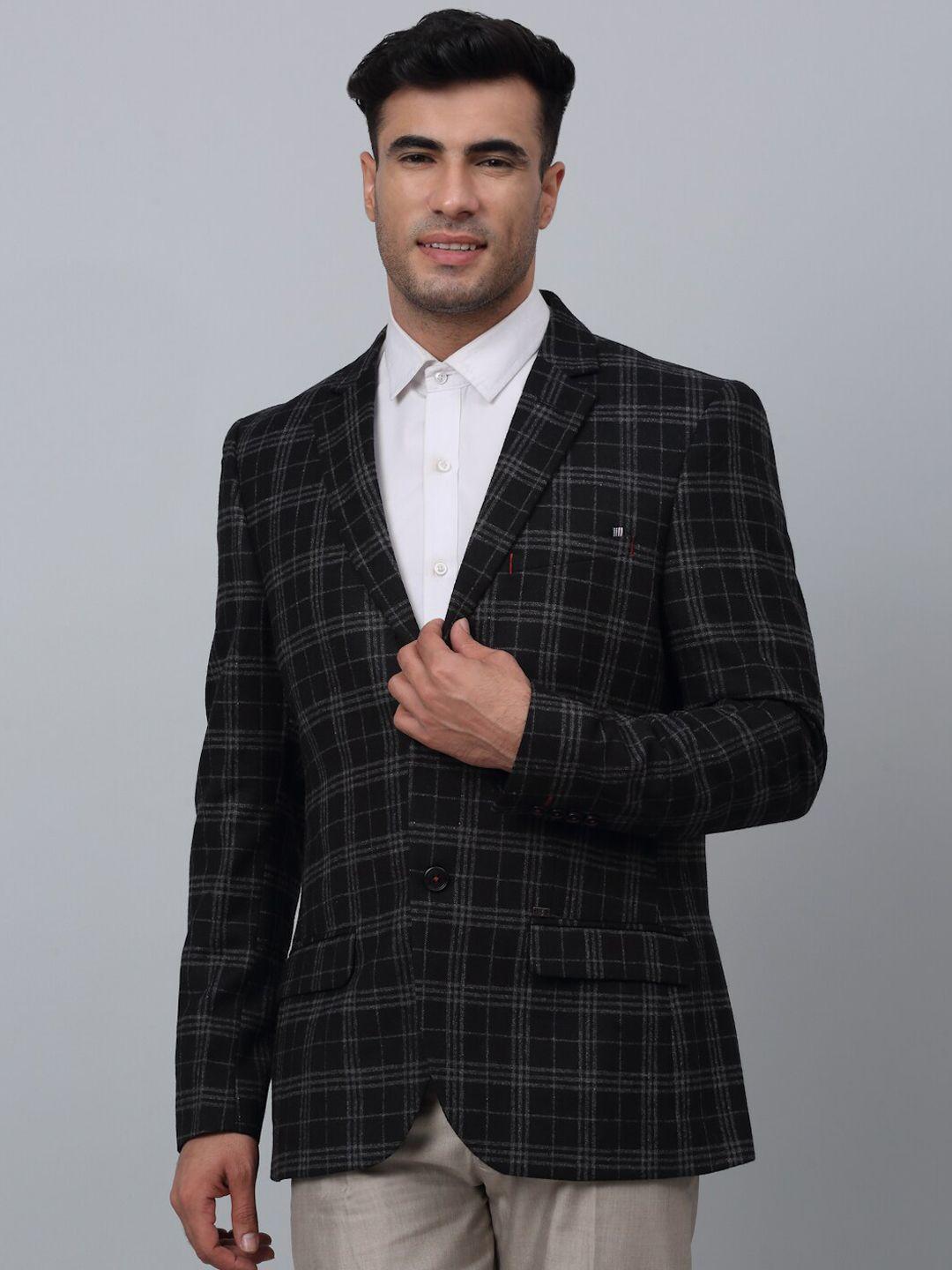 cantabil checked notched lapel collar single-breasted formal blazer