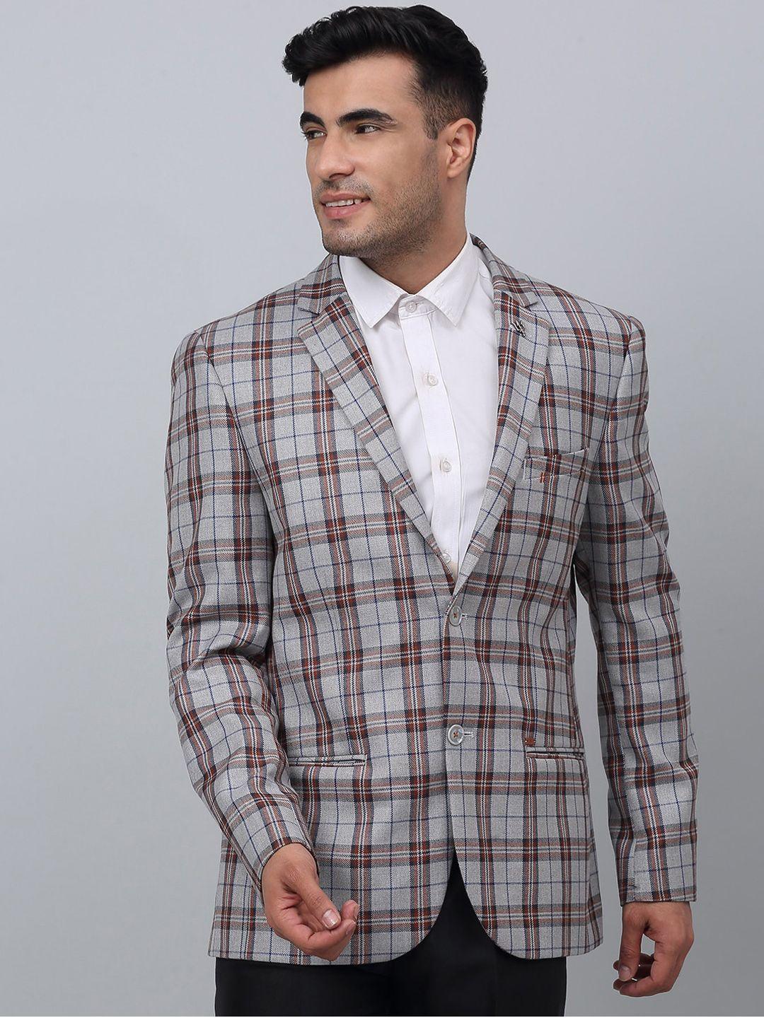 cantabil checked notched lapel single breasted formal blazer