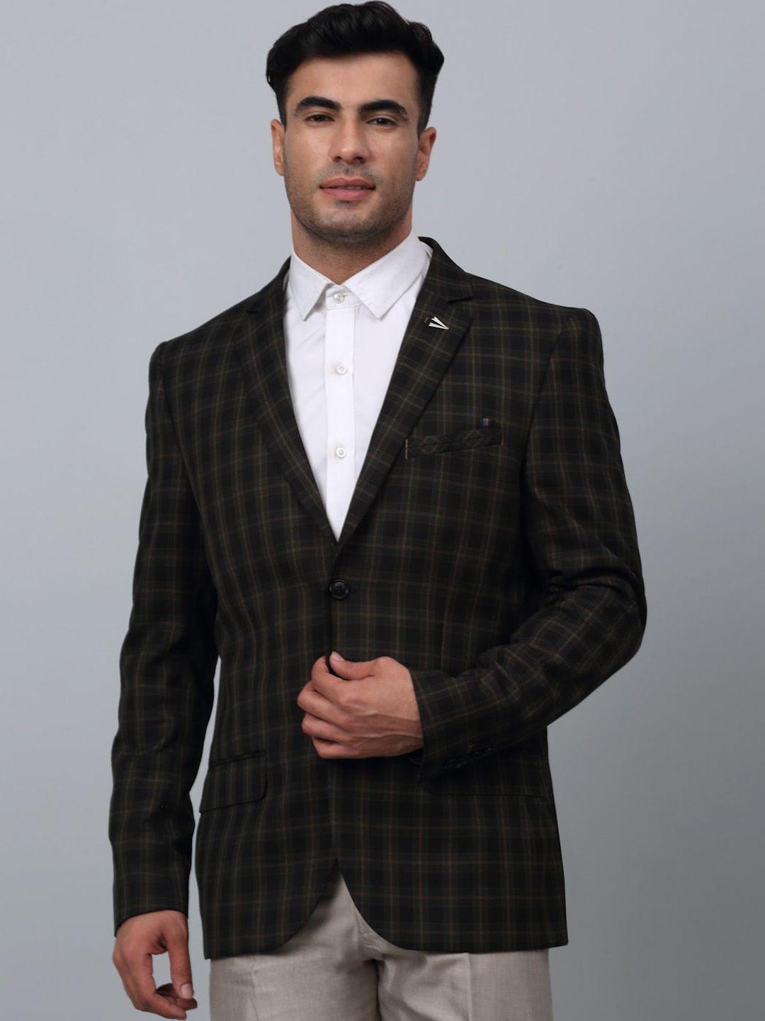 cantabil checked notched lapel single breasted formal blazer