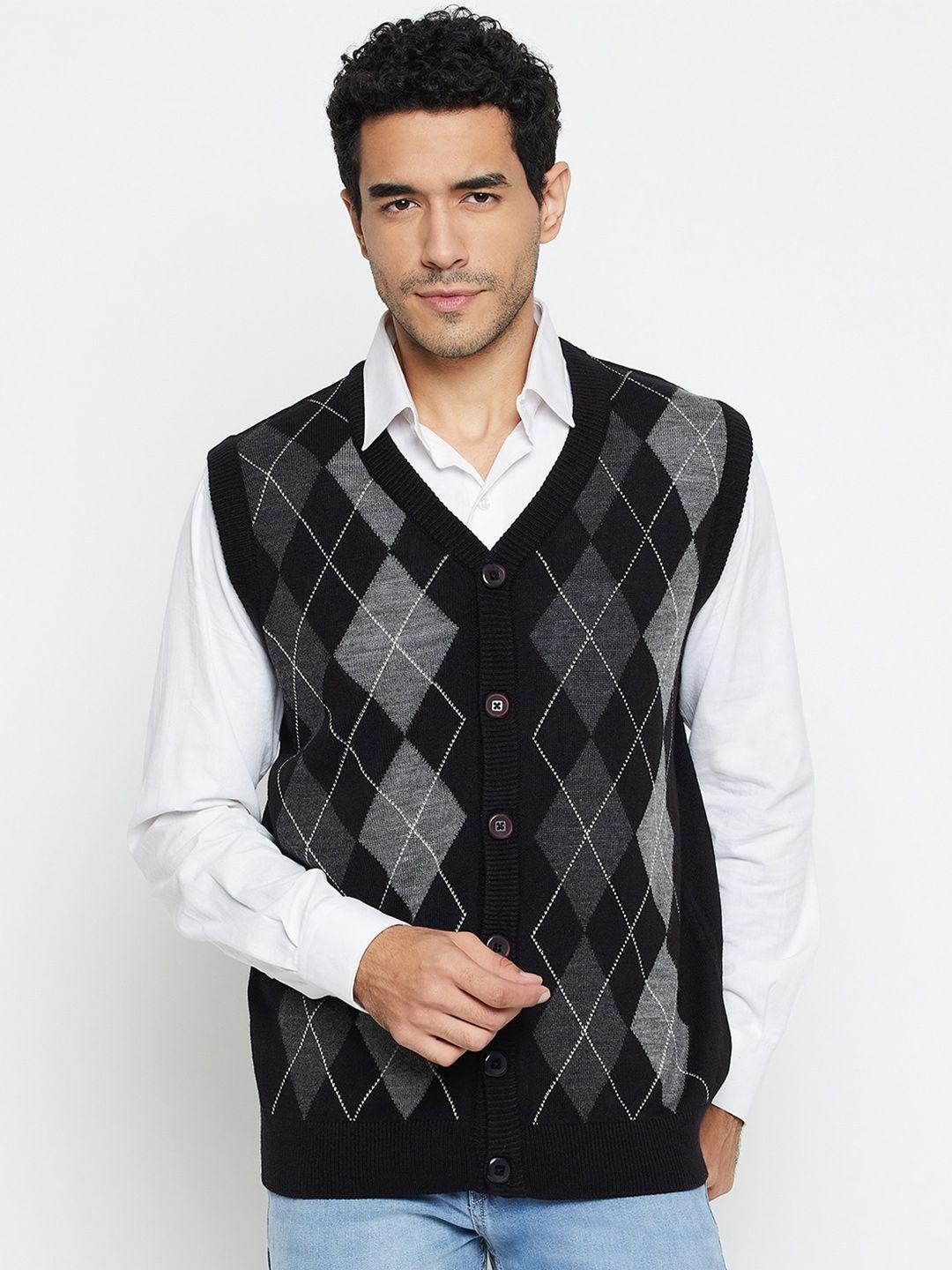 cantabil checked v-neck acrylic sweater vest
