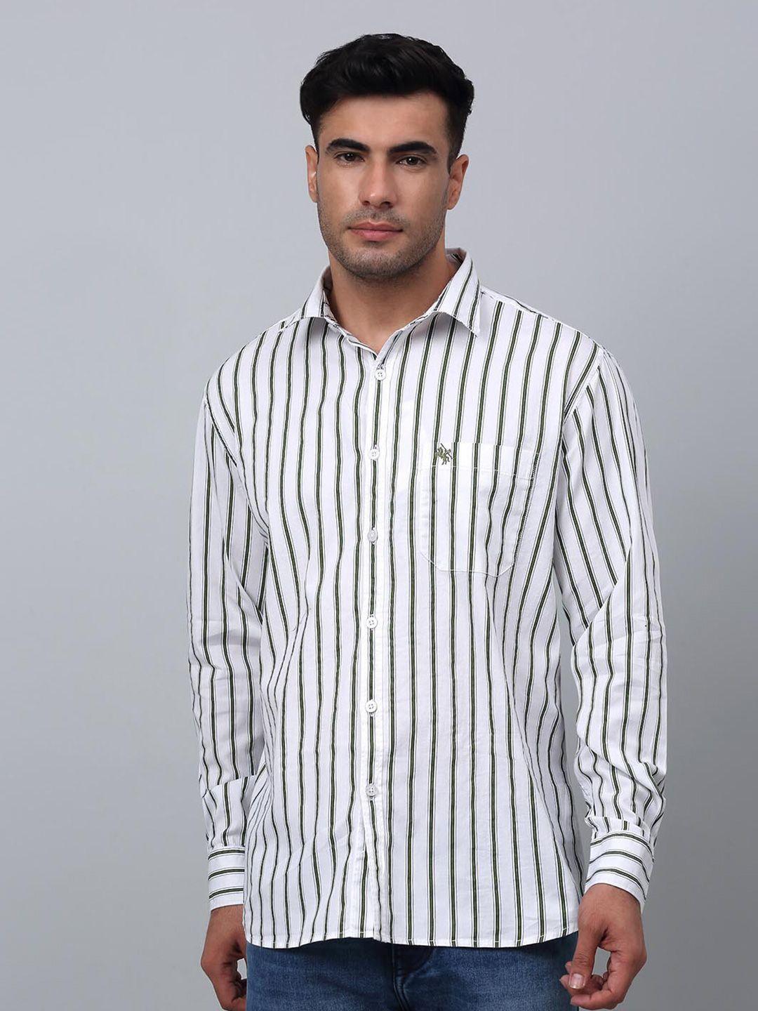 cantabil comfort vertical striped spread collar long sleeve cotton casual shirt