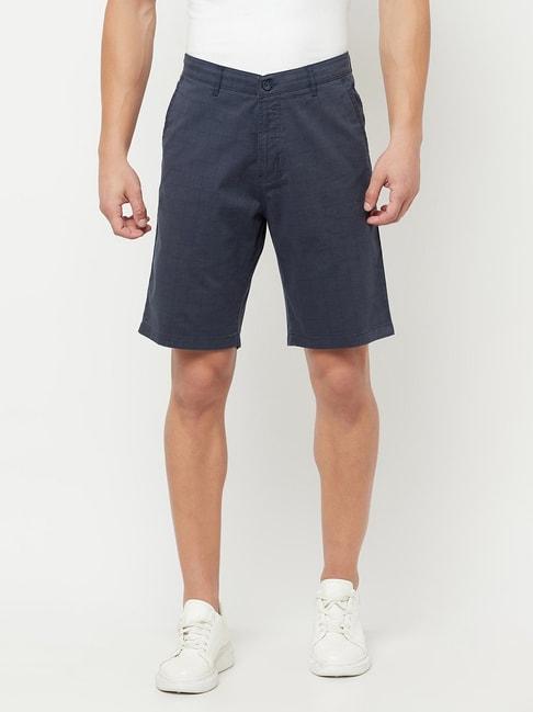 cantabil dark grey cotton regular fit checks shorts