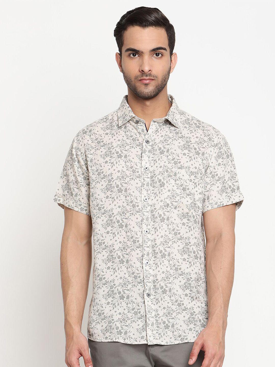 cantabil floral printed linen casual shirt