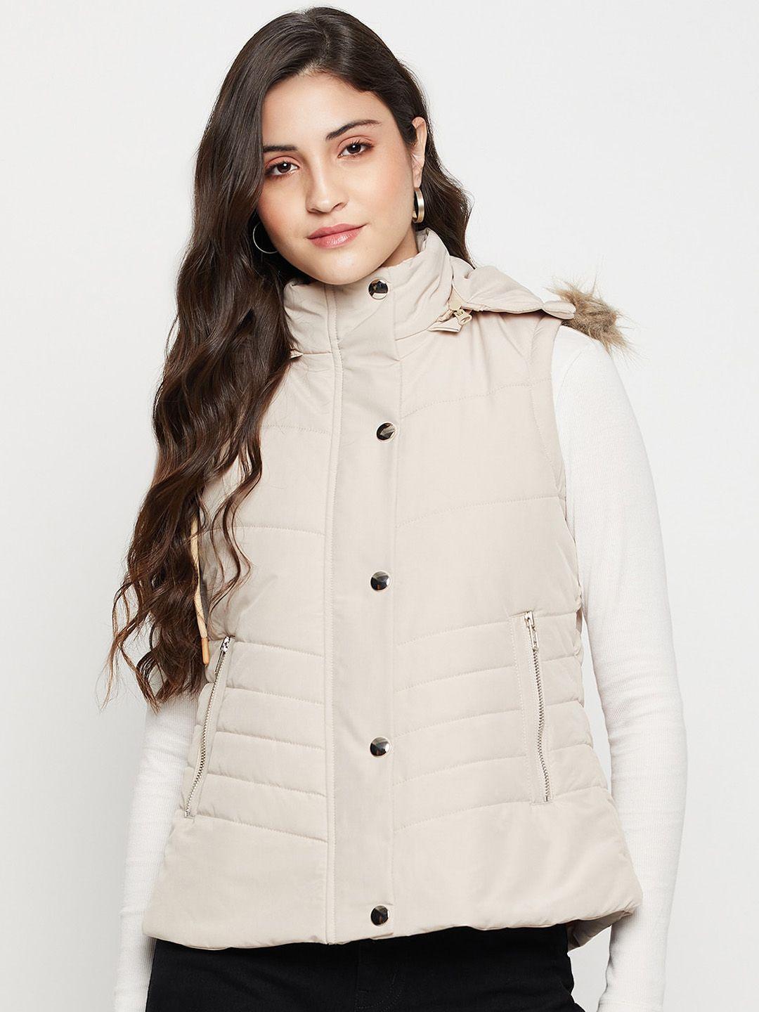 cantabil hooded lightweight sleeveless puffer jacket