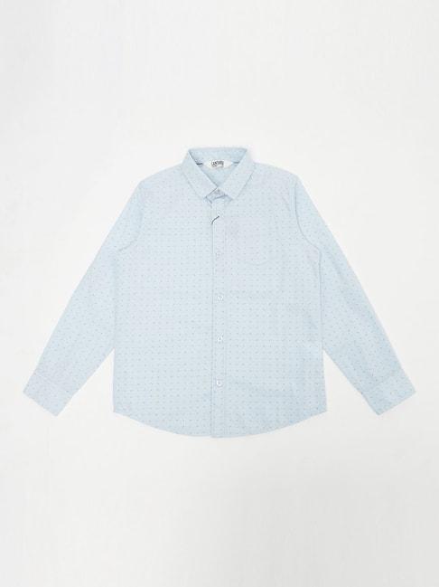 cantabil kids blue cotton printed full sleeves shirt