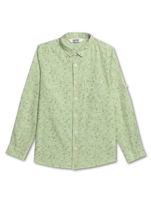 cantabil kids sea green floral print full sleeves shirt