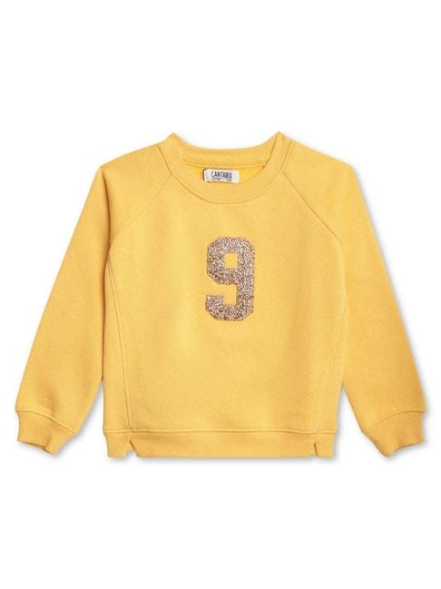 cantabil kids yellow embellished full sleeves sweatshirt