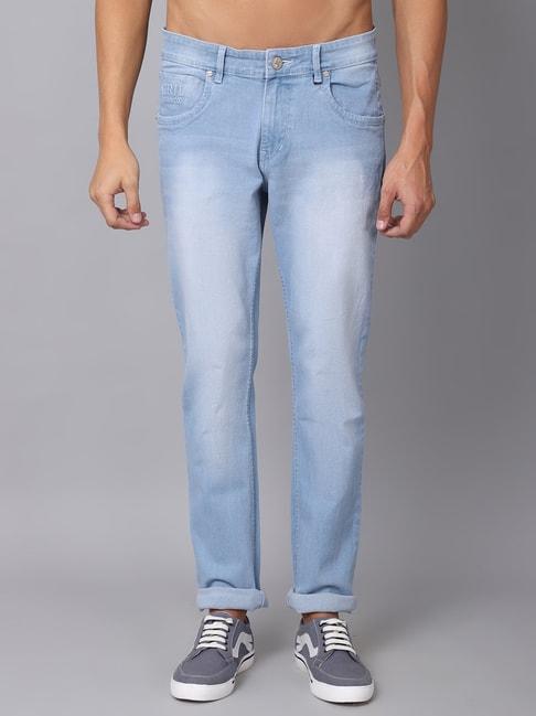 cantabil light blue cotton regular fit jeans