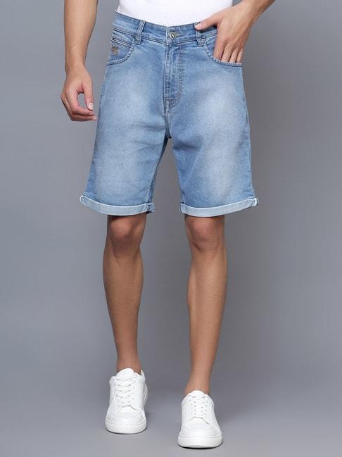 cantabil light mercerised regular fit denim shorts