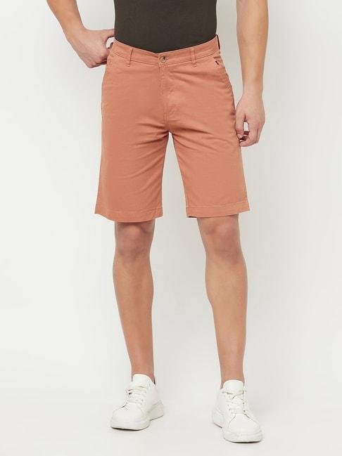 cantabil light orange cotton regular fit shorts