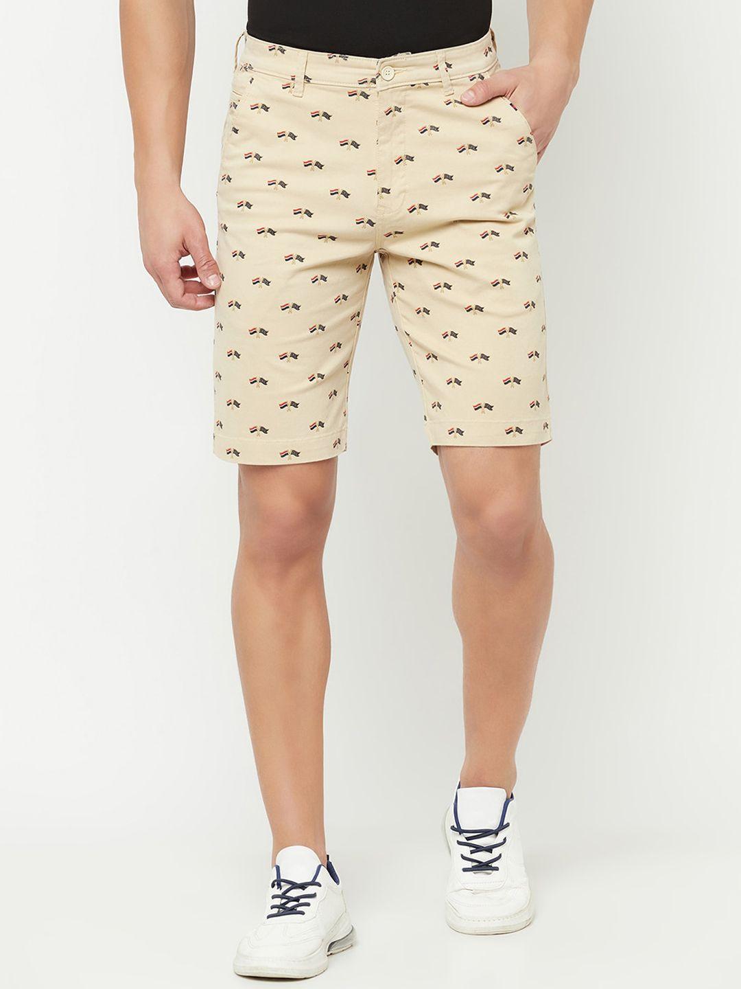 cantabil men beige printed shorts
