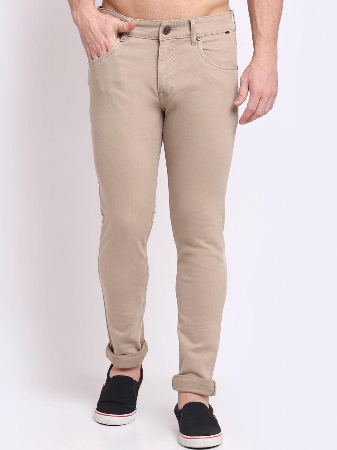 cantabil men beige stretchable jeans