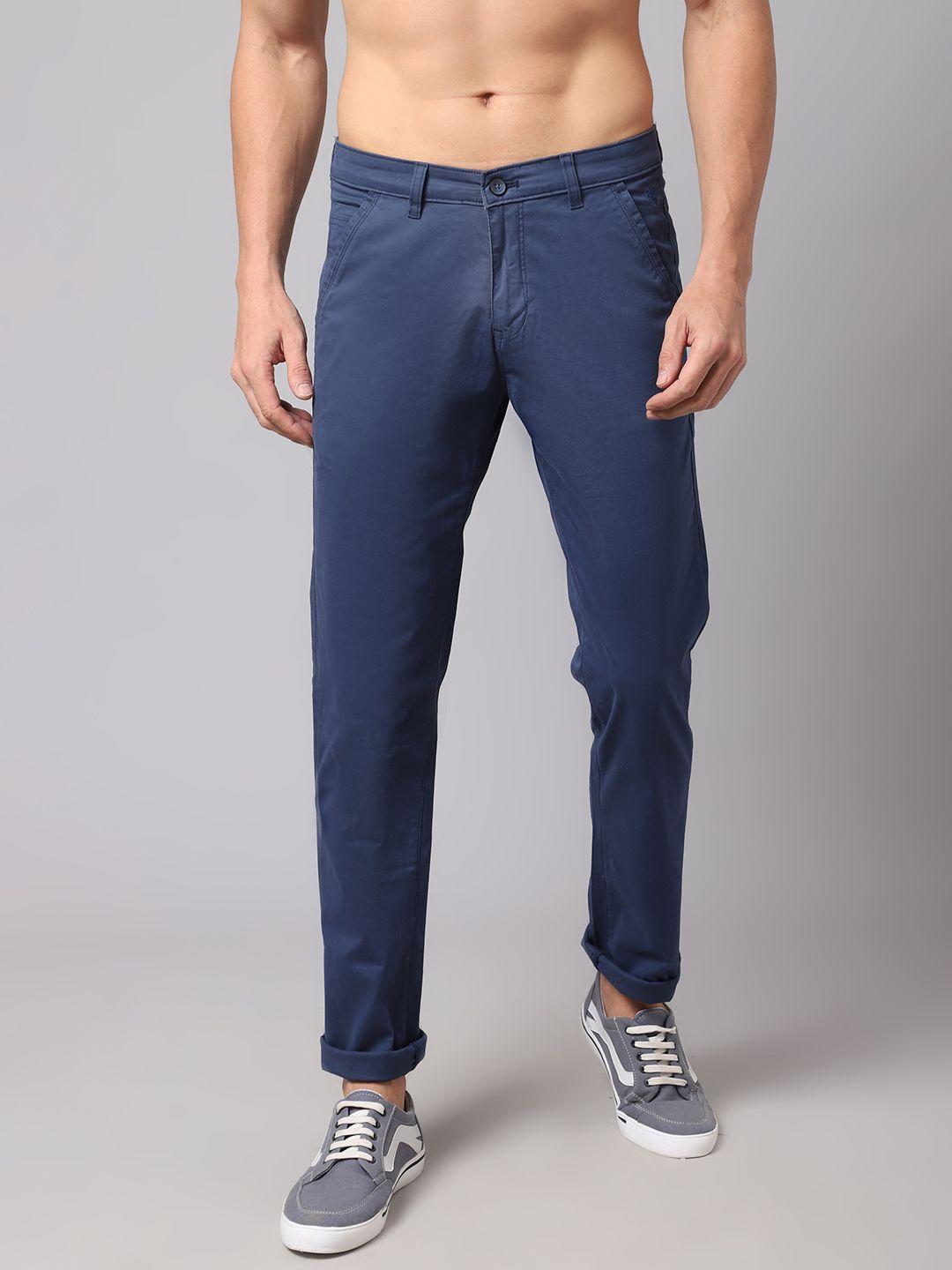 cantabil men blue chinos cotton trousers