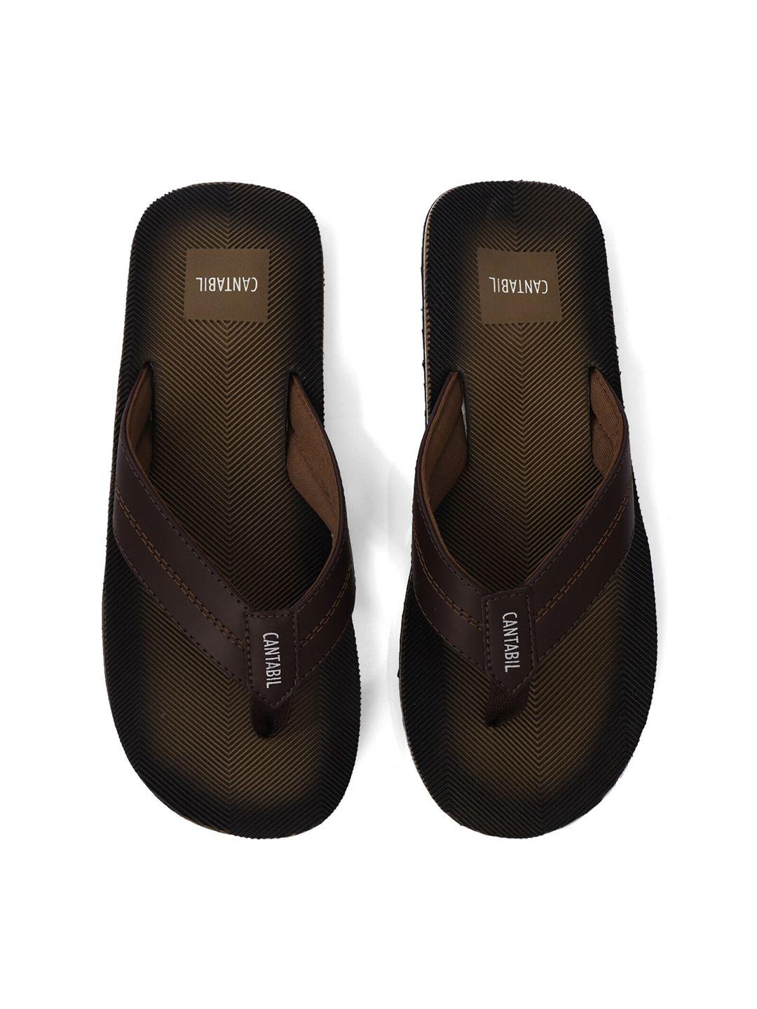cantabil-men-brown-&-white-room-slippers