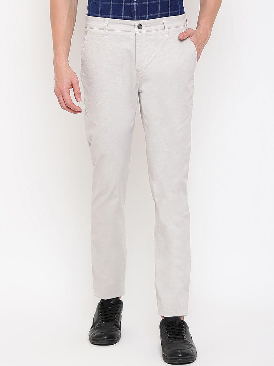 cantabil men checked cotton trousers
