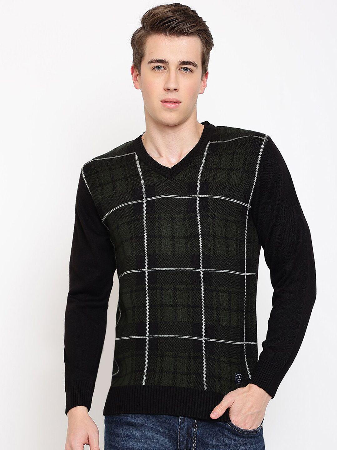 cantabil men checked wool pullover