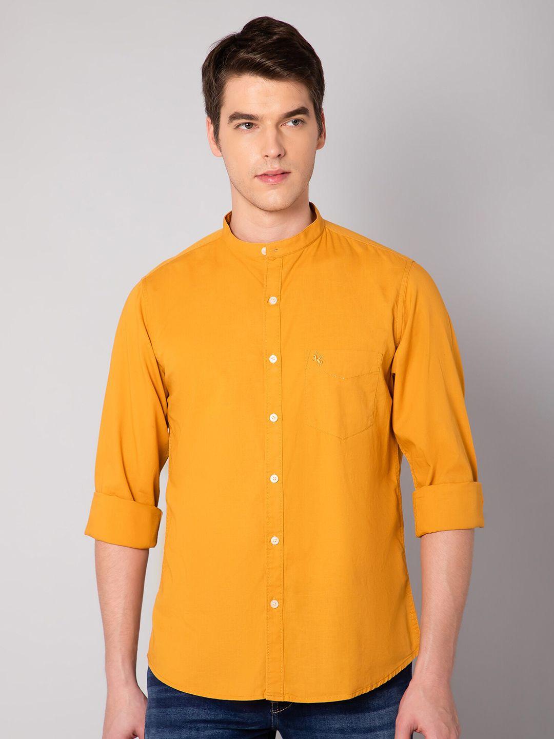 cantabil men gold-toned casual shirt